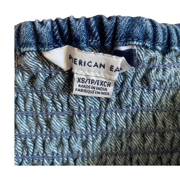 𝅺american Eagle Denim Peplum Crop Top - Picture 5 of 8